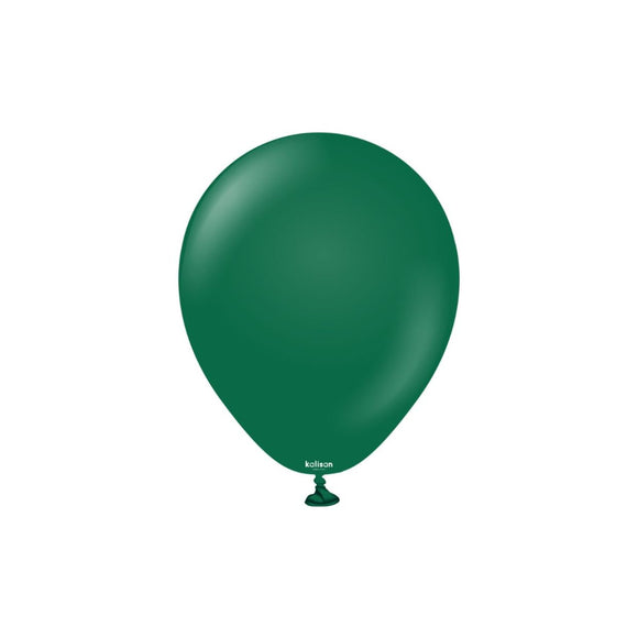 Kalisan 12cm Round Balloons Dark Green pack of 100- perfect for Christmas Wands