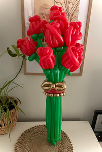 Valentines Bunch of 12 Longstem  Balloon Roses- choose your colour