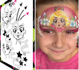 Glitter and Ghouls Face Painting Stencil- Kawaii Girl Faces