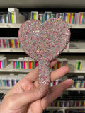 Diamanté sparkle hand Mirror- Pink