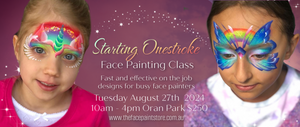 One Stroke Face Painting Class- #1 “Starting Onestroke” Tuesday 27th August 2024 10am-4pm, Oran Park