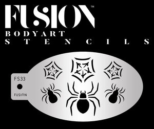 Fusion Body Art  Face Painting Stencil- Crawling Spider and Webs FS33