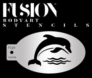 Fusion Body Art  Face Painting Stencil- Splashing Dolphin  FS29