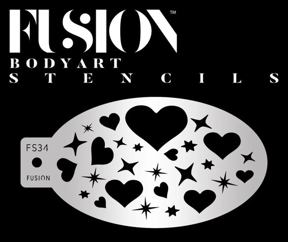 Fusion Body Art  Face Painting Stencil- Sweet Heart and Sparkles FS34