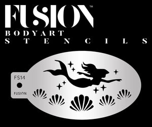 Fusion Body Art  Face Painting Stencil- Swimming Mermaid FS14