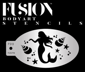 Fusion Body Art  Face Painting Stencil- Underwater Mermaid FS13