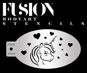 Fusion Body Art  Face Painting Stencil- Unicorn in Love-  FS04