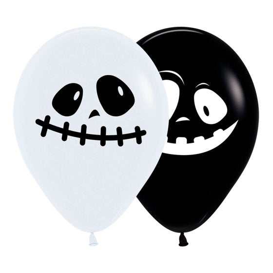 Sempertex 30cm Ghostly Face Balloons pack of 12  Perfect for Halloween wands and quick characters!