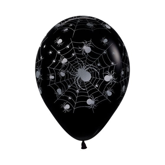 Sempertex 30cm Metalic Spiders on black Balloons pack of 12  Perfect for Halloween wands!