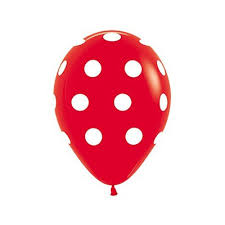 Sempertex 30cm Polka Dots of Red Balloons pack of 12 Biodegradable. Perfect for Mushrooms or Minnie Mouse Wands