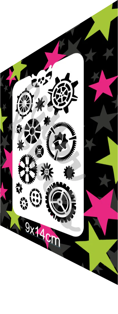 Glitter and Ghouls Face Painting Stencil-Steampunk Cogs- small-329