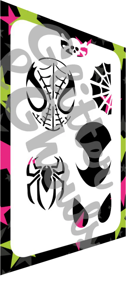 Glitter and Ghouls face painting stencil- Spidey SBS