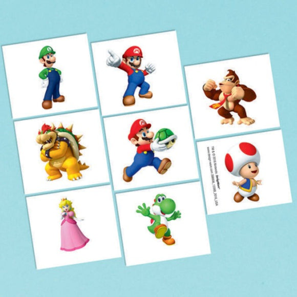 Super Mario temporary Tattoo Pack- Apply with water
